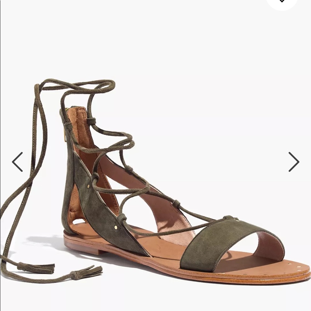 Madewell Bridget green Suede gladiator Sandals